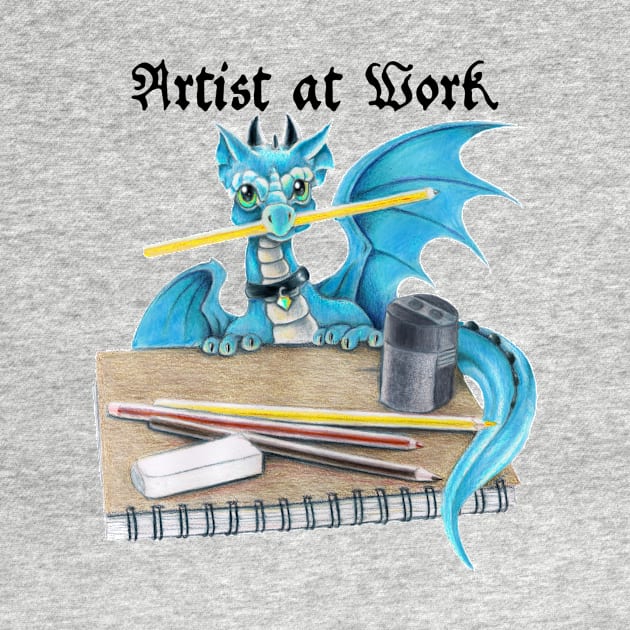 Artist at Work - Cute Blue Dragon Artist at Work by Sandra Staple